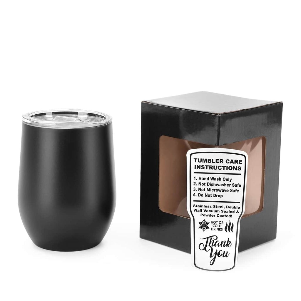 Black 12 oz Custom Wine Tumbler blank for custom personalization